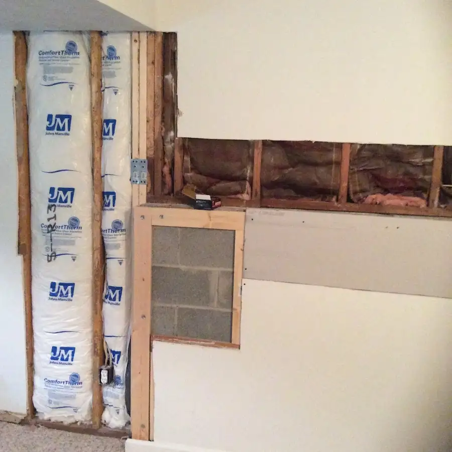 Wall insulation replacement during Basement Flood Cleanup in Spring Garden
